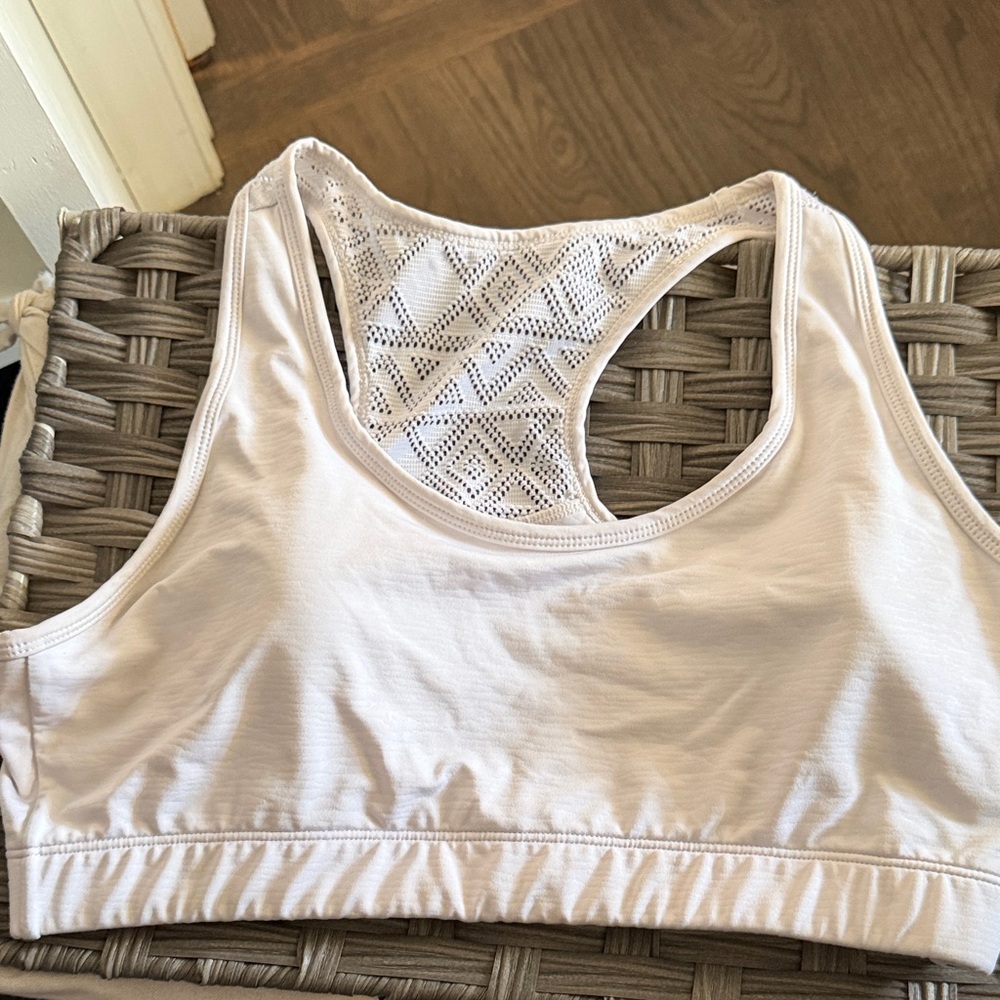 Lace-Back Racerback Sports Bralette - White